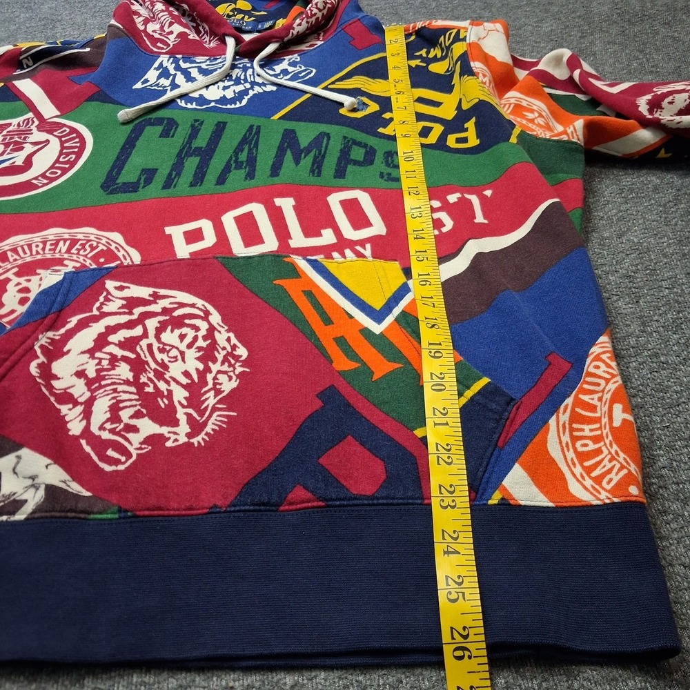 Ralph Lauren Polo Varsity Pennant Print Fleece Sportsman Sweatshirt Hoodie L - Picture 3 of 13